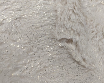 Sparkle Luxe in Stone Ivory with Gold Metallic from EZ Fabric's Snuggle Minky Furry Fabric Collection