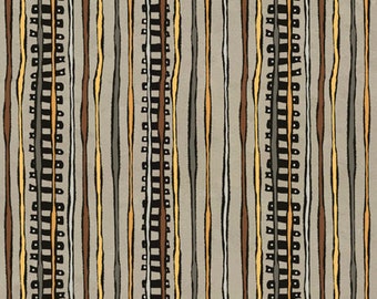 Steampunk Railroad Stripe in Tan - Steampunk Express Collection by ©Desiree’s Designs for QT Fabrics - 100% Cotton