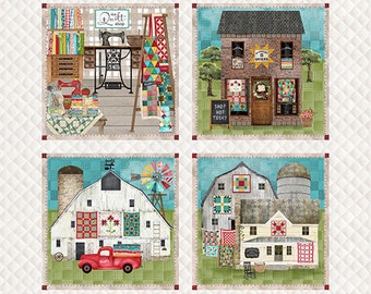 Shop Hop in Multi from Shop Hop Collection by 3 Wishes Fabric- 100% High Quality Cotton