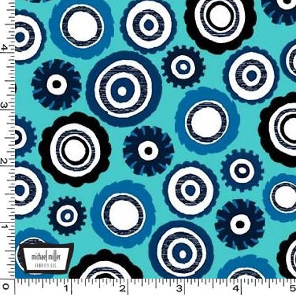 Tossed Hot Wheels in Teal from Monster Trucks Collection by Michael Miller Fabrics - 100% Designer Cotton Fabric