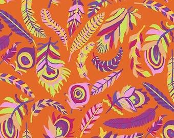 Kaffe Fassett- Tickle My Fancy Feathers in Orange From Brandon Mably for Kaffe Fassett Collective by Free Spirit- 100% Cotton Fabric
