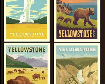 Yellowstone Pillow PANEL (approx 36"x44") with Old Faithful From Riley Blake Fabric's National Parks Collection