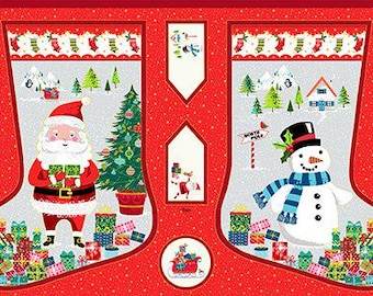 Calze di Natale grandi Santa Express di Makower Fabrics - 100% cotone di qualità Quilt Shop - Progetto fai da te