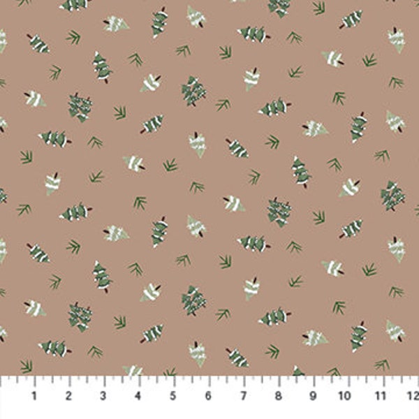 Tossed Mini Trees from Winter Frost Collection By Sara Boccaccini for Figo Fabric- 100% High Quality Cotton