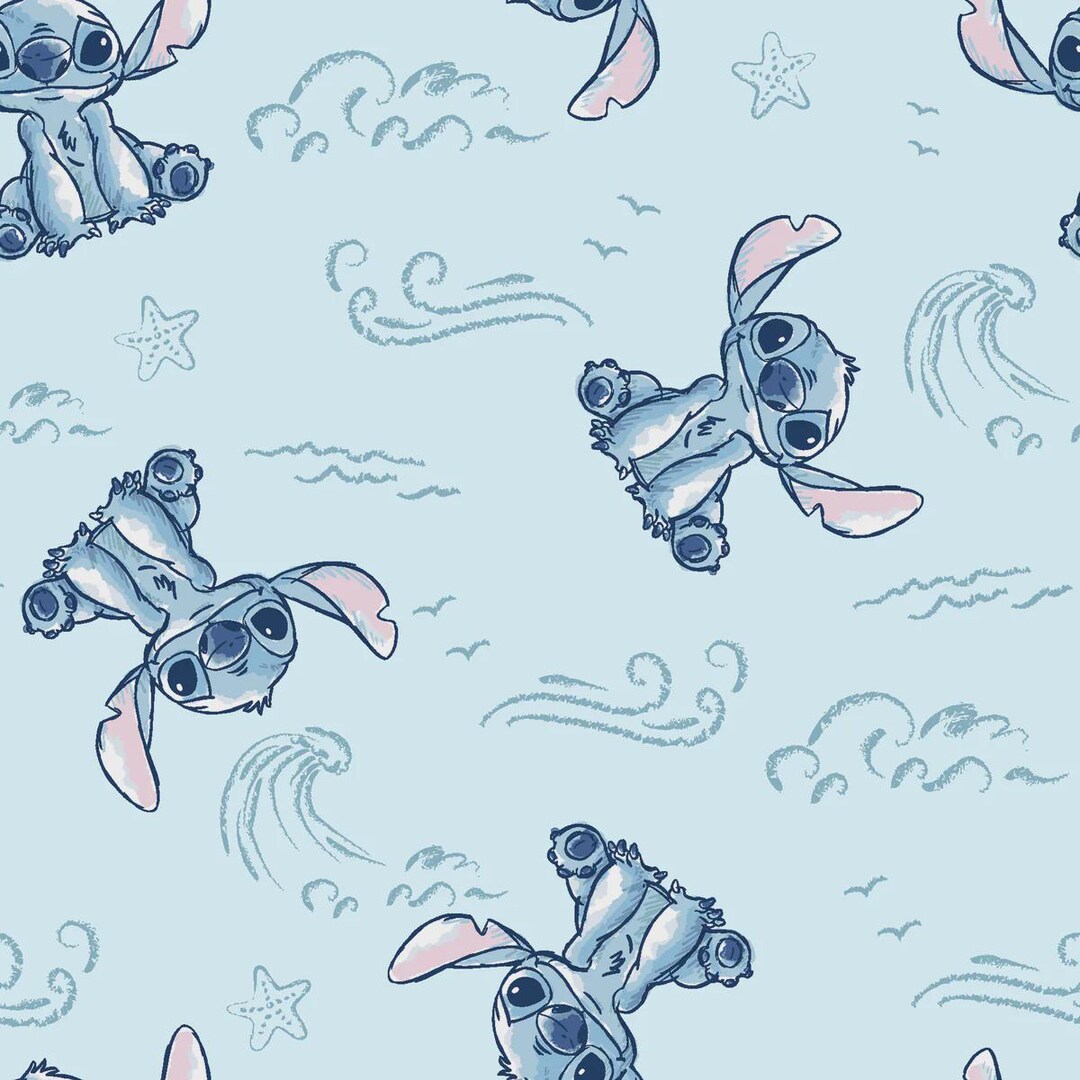 Stitch Riding the Wave on Light Blue From Disney's Lilo & Stitch by ...