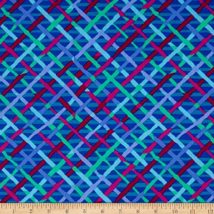 Kaffe Fassett Fabric by the Yard- Mad Plaid in Cobalt Blue From Kaffe Fassett Collective Classics Collection by FreeSpirit Fabric
