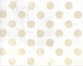 End of Bolt - 27"x44" Grunge Hits the Spot in Vanilla White Polka Dots from Moda Fabrics