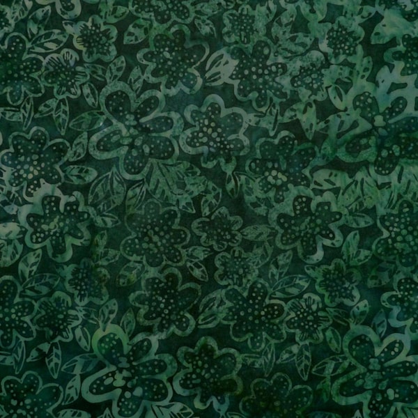 Batik Fabric - River Green Floral by Mirah Batiks - 100% Cotton