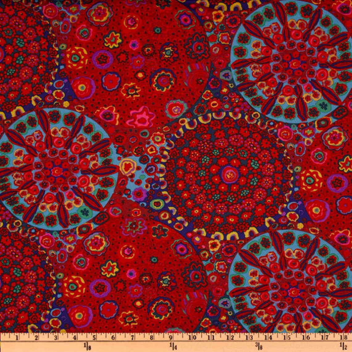 Kaffe Fassett Fabric by the Yard Millefiore in Red From Kaffe Etsy