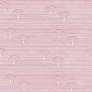 Puede incluir: Patrón repetitivo de líneas rojas horizontales con arcos blancos estilizados. El diseño tiene una apariencia texturizada, creando una estética retro o vintage. Adecuado para telas, papel tapiz u otras aplicaciones decorativas. El patrón está espaciado uniformemente.