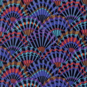 Kaffe Fassett Fabric- Paper Fans in Black From Kaffe Fassett Collective Classics Collection by Free Spirit Fabric