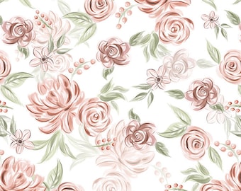 Double Sided Minky - Sweet Flowers Cloud Cuddle® in Rose from Shannon Fabrics - 3mm face, 4mm backing