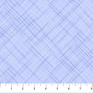 May include: A light blue fabric with a white and light blue criss-cross pattern.