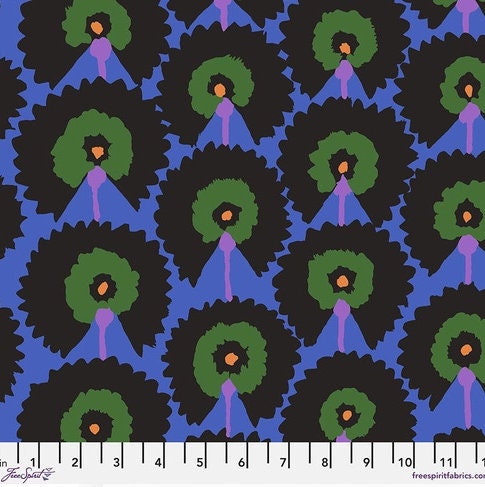 Kaffe Fassett Fabric by the Yard- Regal Fans in Dark From Kaffe Fassett Collective Classics Collection by FreeSpirit Fabric