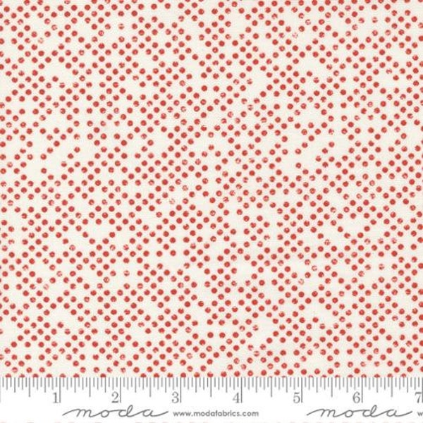 Listening Dots Blender in Vanilla White & Red from Lazy Afternoon Collection by Moda Fabrics - 100% Cotton - You Choose the Cut