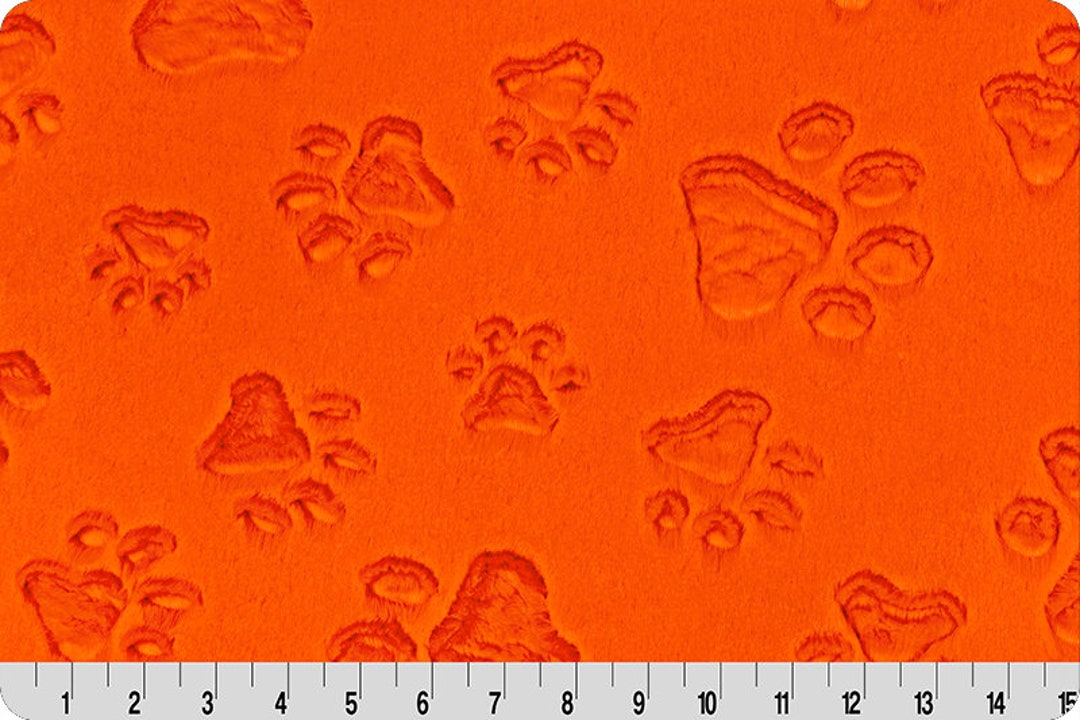 EMBOSSED PAW MINKY Luxe Cuddle® Paws in Mandarin Orange Luxury Plush