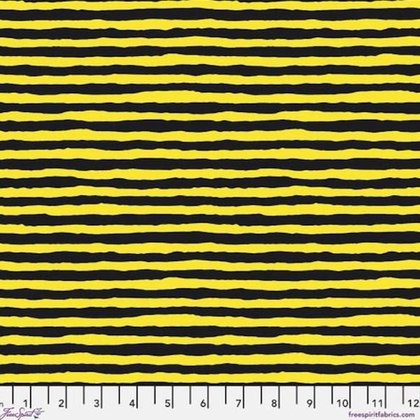 Kaffe Fassett - Comb Stripe in Yellow & Black from the Kaffe Fassett Collective by Free Spirit Fabric 100% Cotton Fabric