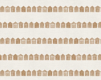 Boat House in Gold from By The Sea Collection by Paintbrush Studio Fabric 100% Quilt Shop Cotton