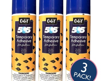 3 Pack of 505 Temporary Fabric Adhesive Spray from Odif - Large Can - 14.7 ounce- Great for Minky Strip Quilts