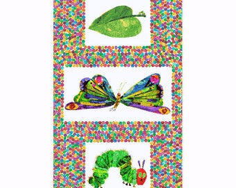 The Very Hungry Caterpillar Transformation 23.5&quot;x44&quot; PANEL from Andover Fabrics by Eric Carle