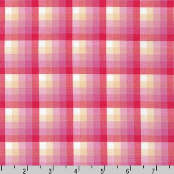 Cubed Gingham in Watermelon Woven Fabric from Kitchen Window Wovens by Elizabeth Hartman for Robert Kaufman - 100% Cotton