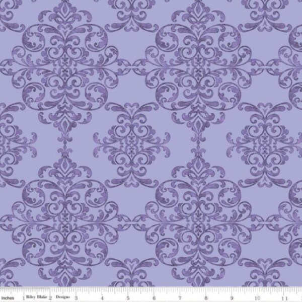 Damask in Plum from Lucy June Collection by Riley Blake- 100% High Quality Cotton Fabric