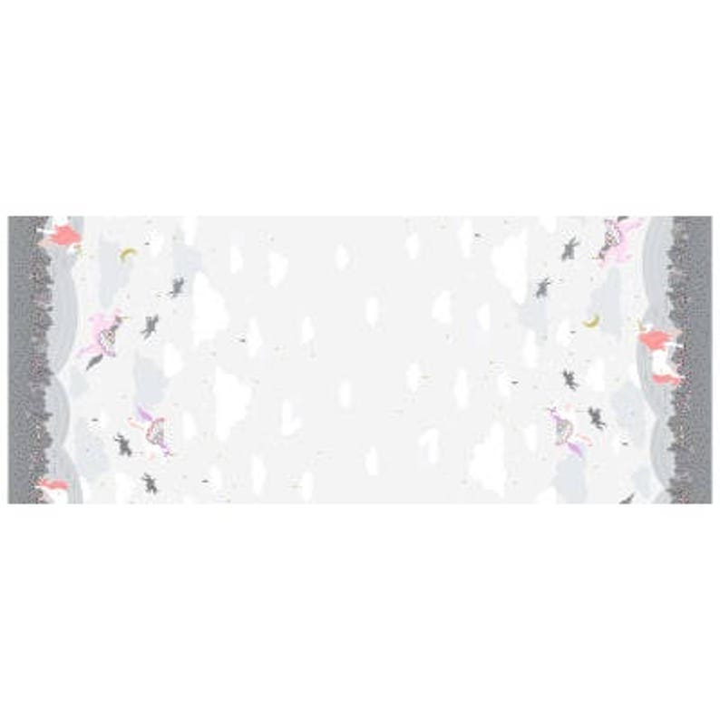 1 yard 5 inches x 44 inches END OF BOLT Metallic Cloud Magic Meadow Unicorn Double Border Print from Michael Miller Fabric 41x44