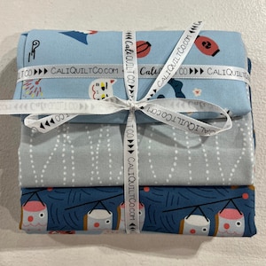 3 Yard Bundle of Kingyo Collection Fabric in Blue from FIGO Fabrics - 1 Yard Per Fabric