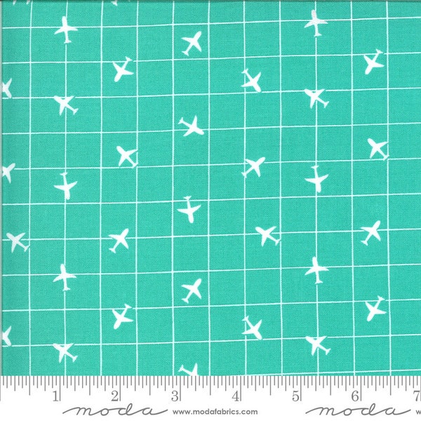 You're On The Radar Plane Grid in Jet Stream Blue from On the Go Collection by Stacy Iest Hsu for Moda Fabric- 100% Quilt Shop Cotton