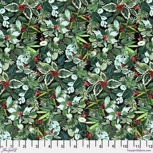 FLANNEL - English Holly - Green in the Wonderland Collection by Tim Holtz Eclectic Elements for Free Spirit Fabrics - 100% Cotton Flannel