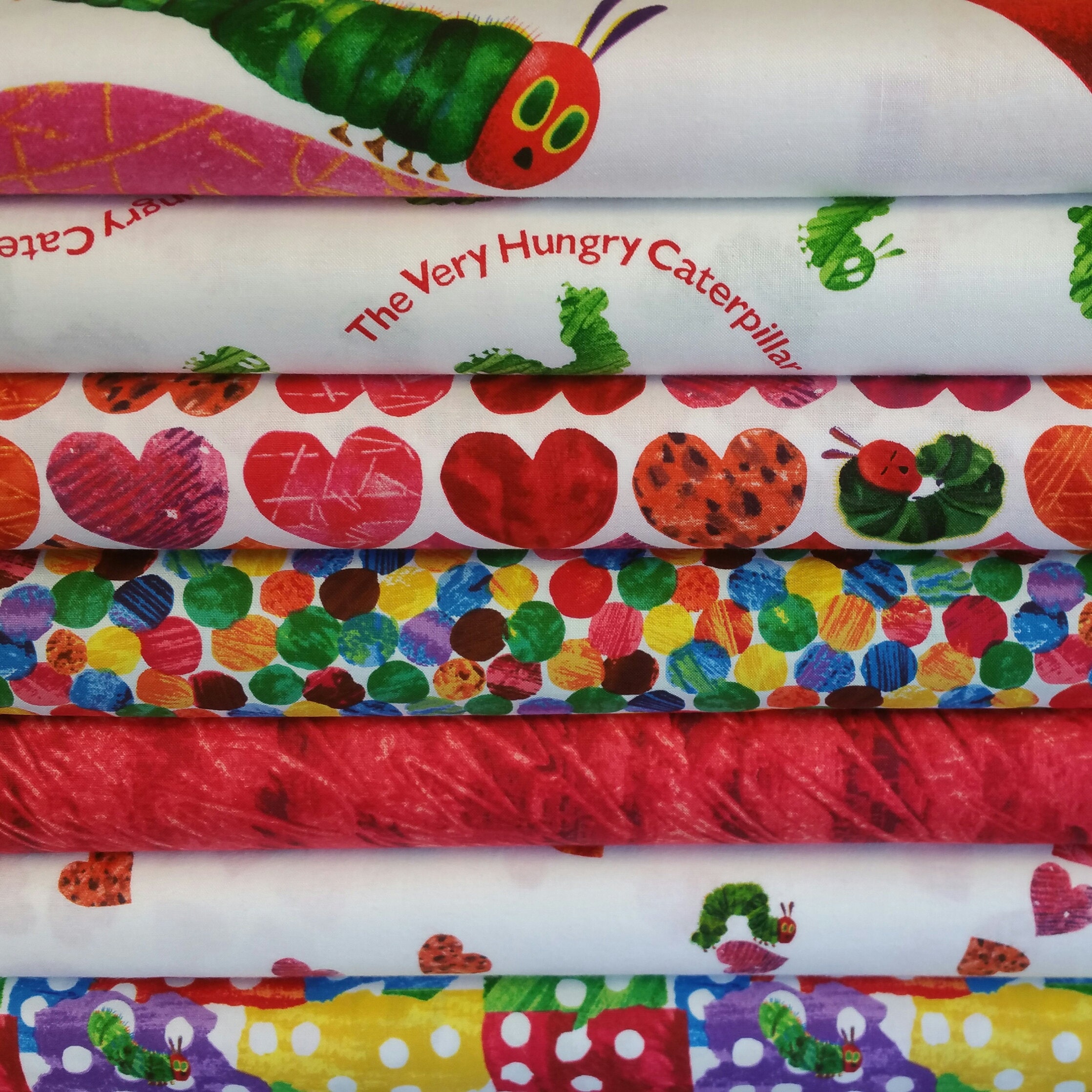 The Very Hungry Caterpillar I Love You Bundle from Andover Fabric by Eric Carle - 6 Fabrics Plus Panel