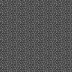 Könnte beinhalten: Ein nahtloses Schwarz-Weiß-Muster mit einem sich wiederholenden Design aus kleinen weißen Blütenzweigen.