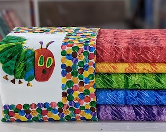Eric Carle Scribbles PANEL FABRIC SET from The Very Hungry Caterpillar Collection by Andover- 5 Fabrics + 1 Full Panel= 6 Fabrics Total