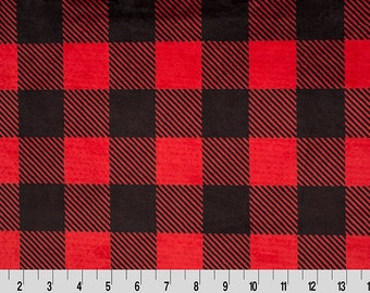 Buffalo Check Cuddle Scarlet & Black MINKY From Shannon Fabrics 3mm