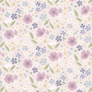 Floral Art on Light Pink from the Floral Song Collection by Cassandra Connolly for Lewis & Irene - 100% Cotton