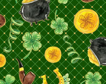 St Pat's Toss in Green - Pot O Gold for QT Fabrics - 100% Cotton