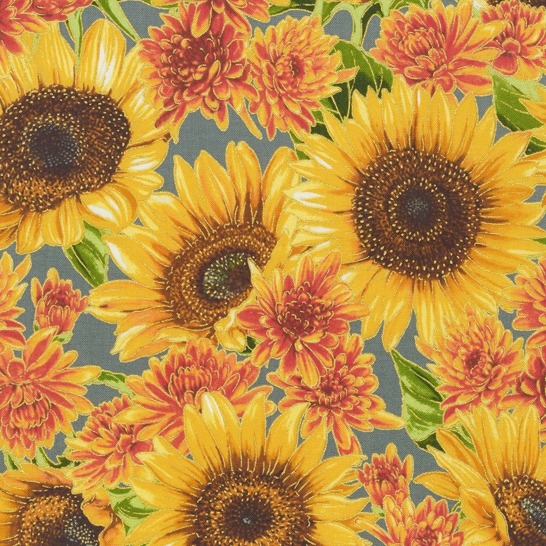 Sunflowers Metallic in Sunflower From Autumn Fields Collection by