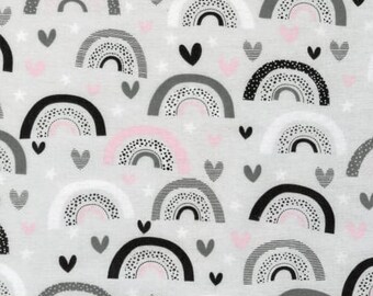 FLANNEL Fabric- Gray Rainbows from Don't Forget to Dream Collection by 3 Wishes - 100% Cotton Flannel