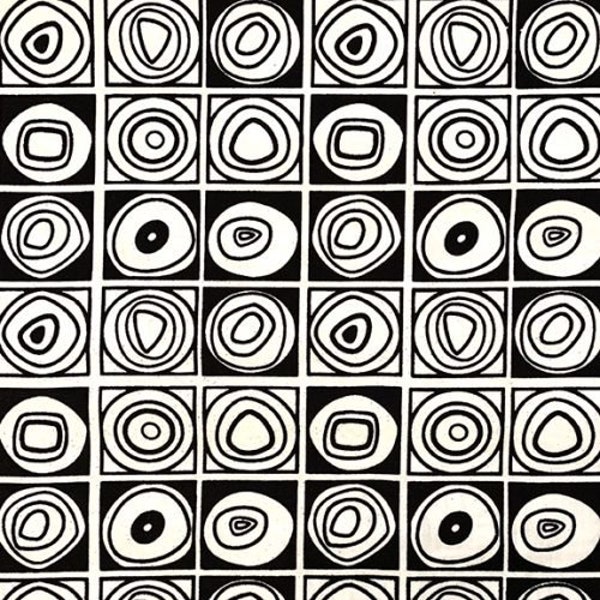 BATIK FABRIC - Squares Circles in Black from Graphix Collection by Island Batiks