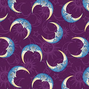Moon in Purple from the Moon and Sun Collection by David Galchutt for Bernatex  - 100% Cotton