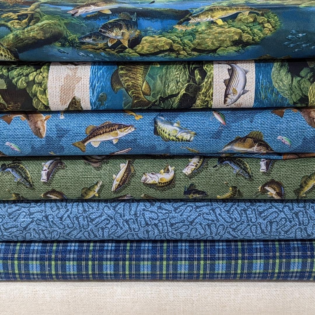Hooked on Fishing FABRIC BUNDLE From Hooked Collection for Northcott