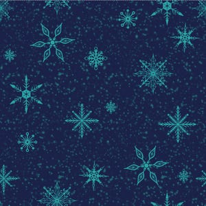 Snowflakes in Navy Blue from the Snow Drift Collection by Michael Zindell for Clothworks Fabric - 100% Cotton Fabric