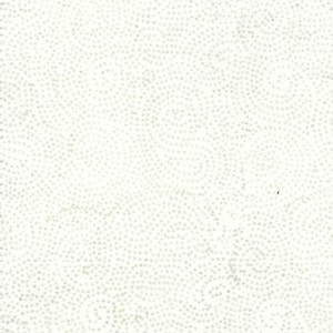 May include: A white fabric featuring a subtle, repeating pattern of tiny, light gray dots arranged in swirling, circular formations across the entire surface, creating a soft, textured appearance with a consistent, monochromatic color palette.