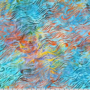 Batik Fabric- Waves in Rainbow by Lunn Studios from Artisan Batiks Collection: Totally Tropical 17803-263