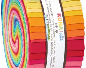 Kona Cotton New Bright Palette JELLY ROLL from Robert Kaufman - 41 2.5 Inch pieces (2.8 yards) - RU-231-41