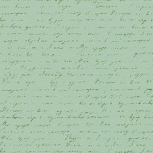 May include: A green background with a pattern of faded, handwritten text. The text is in an unknown language and is difficult to read.