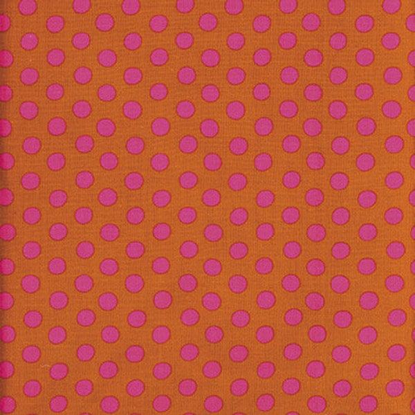 Kaffe Fassett Fabric- 3/8" Spot Dots in Tobacco and Pink From Kaffe Fassett Collective Classics Collection by FreeSpirit Fabric