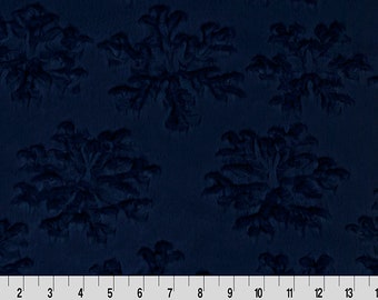 EMBOSSED SNOWFLAKE MINKY - Luxe Cuddle® Snowflake in Navy Luxury Plush from Shannon Fabric - You Choose the Cut