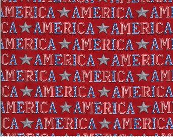 America Words in Barnyard Red from America the Beautiful Collection by Deb Strain for Moda Fabric - 100% High Quality Cotton