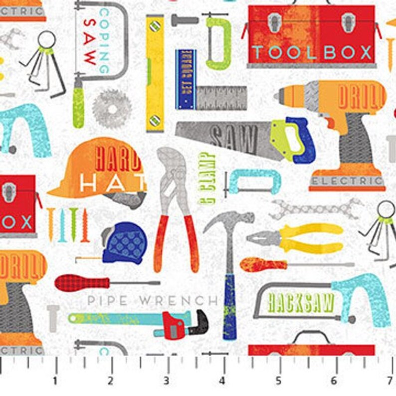 1 Panel Plus 11 Fabrics = 12 Fabrics Total Nuts and Bolts Bundle from Northcott Fabrics